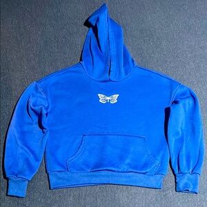 Blue Hoodie with Butterfly Design